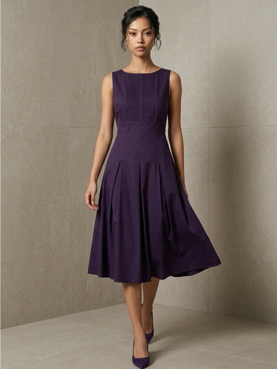 Ronen Chen Purple Fit & Flare Date Night Church Dress Sz 1 / Us Sz 6 $340